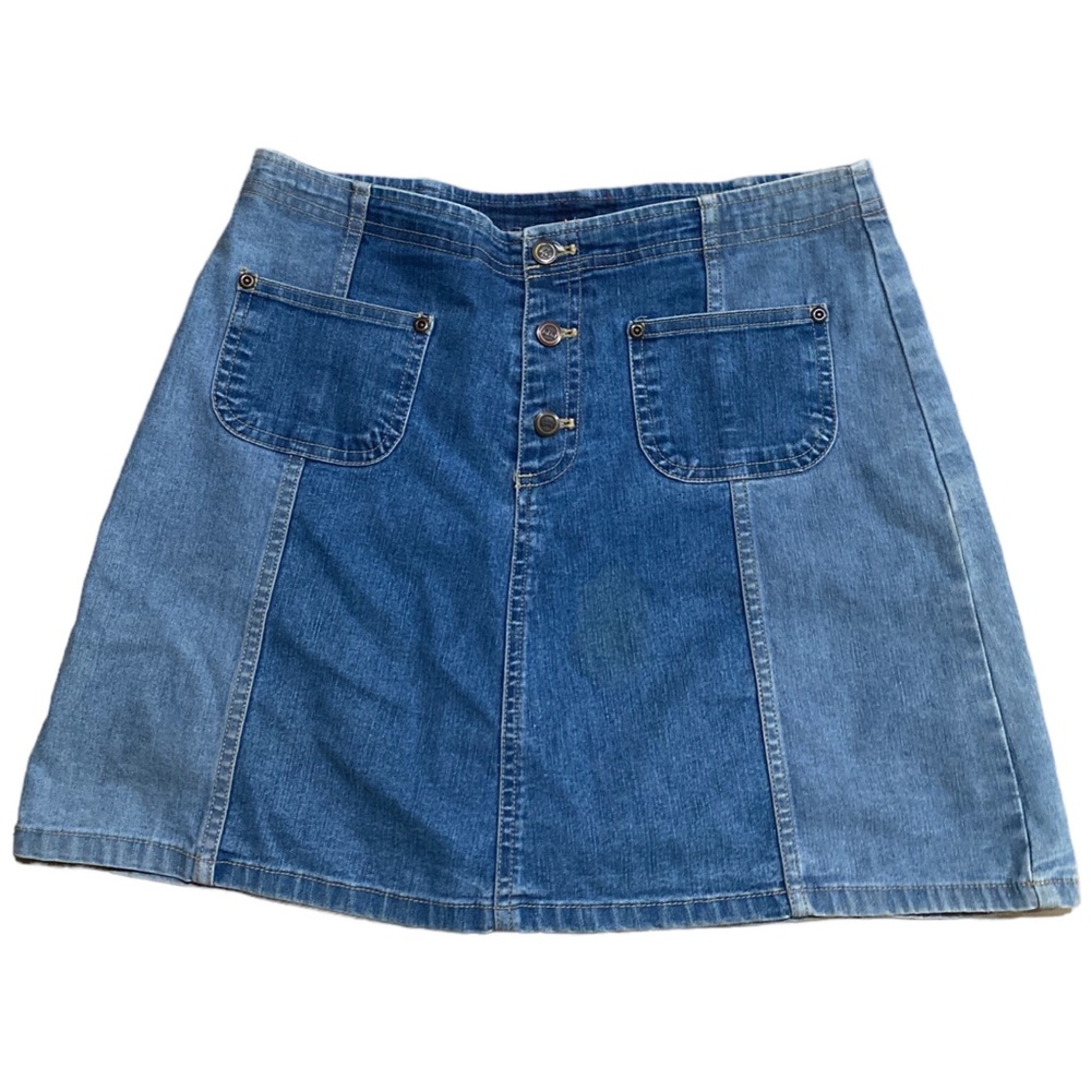 Vintage Patchwork Denim Mini Skort - image 2
